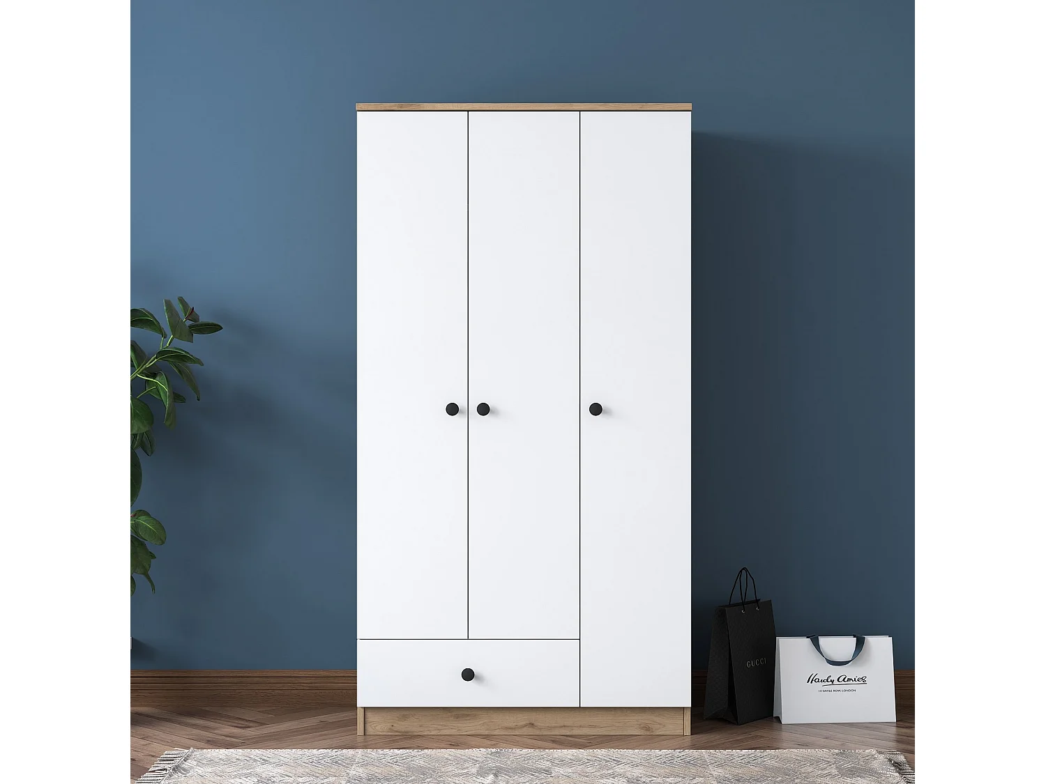 Armario BA117-2253 blanco color nogal 175x182x50 cm