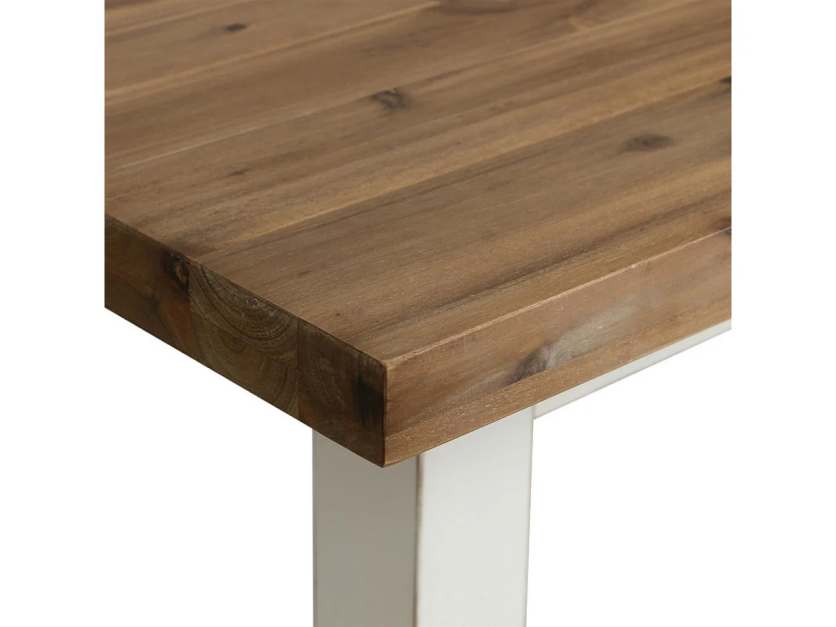 Table repas haute carrée Bois Blanc - Brocante Interior's