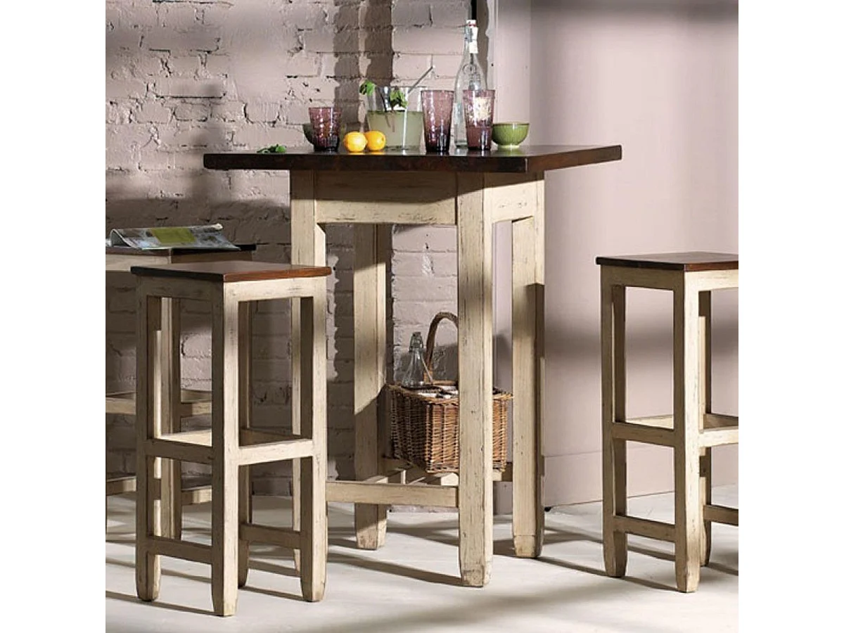 Table repas haute carrée Bois Beige - Brocante Interior's