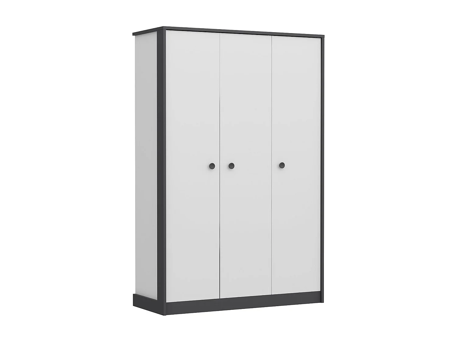 Armoires 3 portes Oaru L120cm Blanc et Anthracite