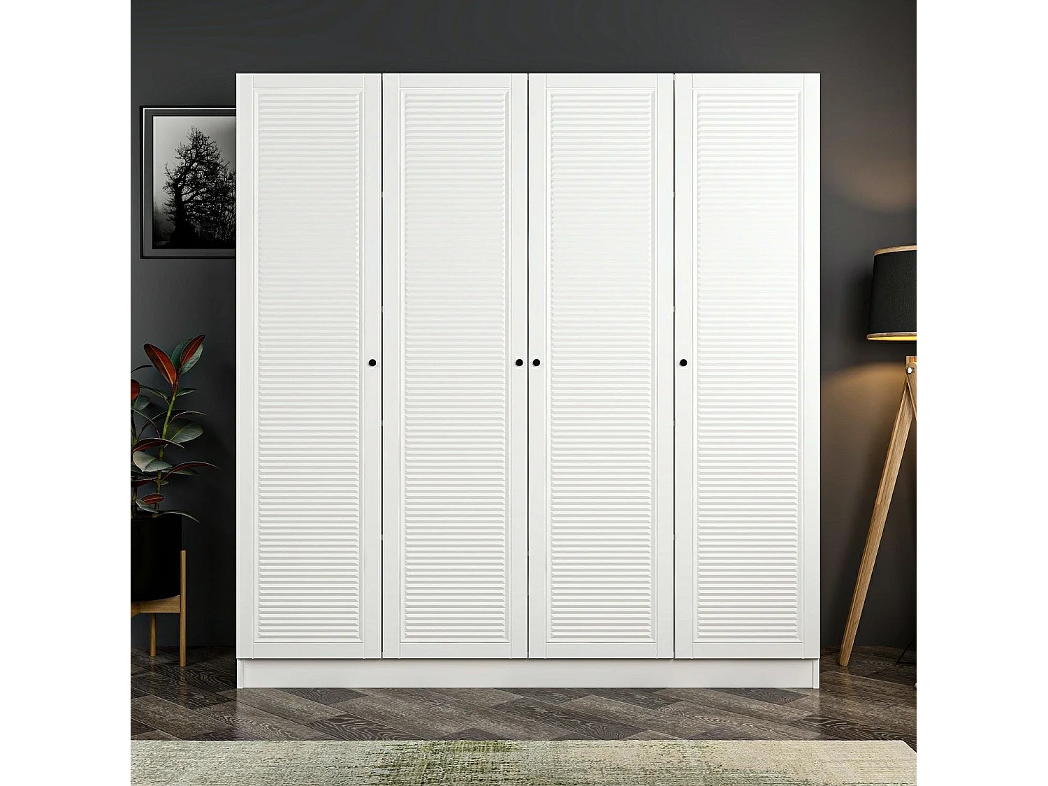 Guardaroba Kailua R114, Bianco, 190x180x52cm, Porte guardaroba: Con cerniere