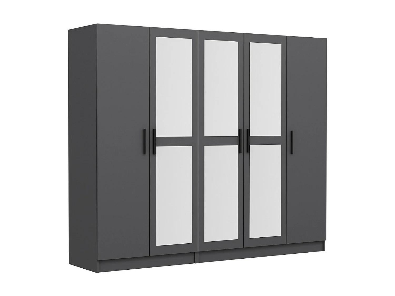 Armoires 5 portes et 6 miroirs Sanur L225xH210cm Anthracite
