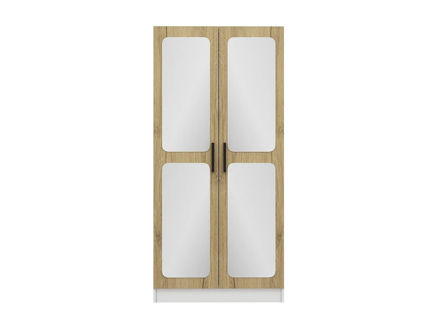 Armoires 2 portes et 4 miroirs Bangka L90xH190cm Bois clair et Blanc