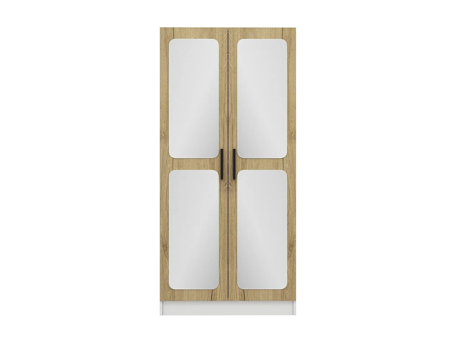Armoires 2 portes et 4 miroirs Bangka L90xH190cm Bois clair et Blanc