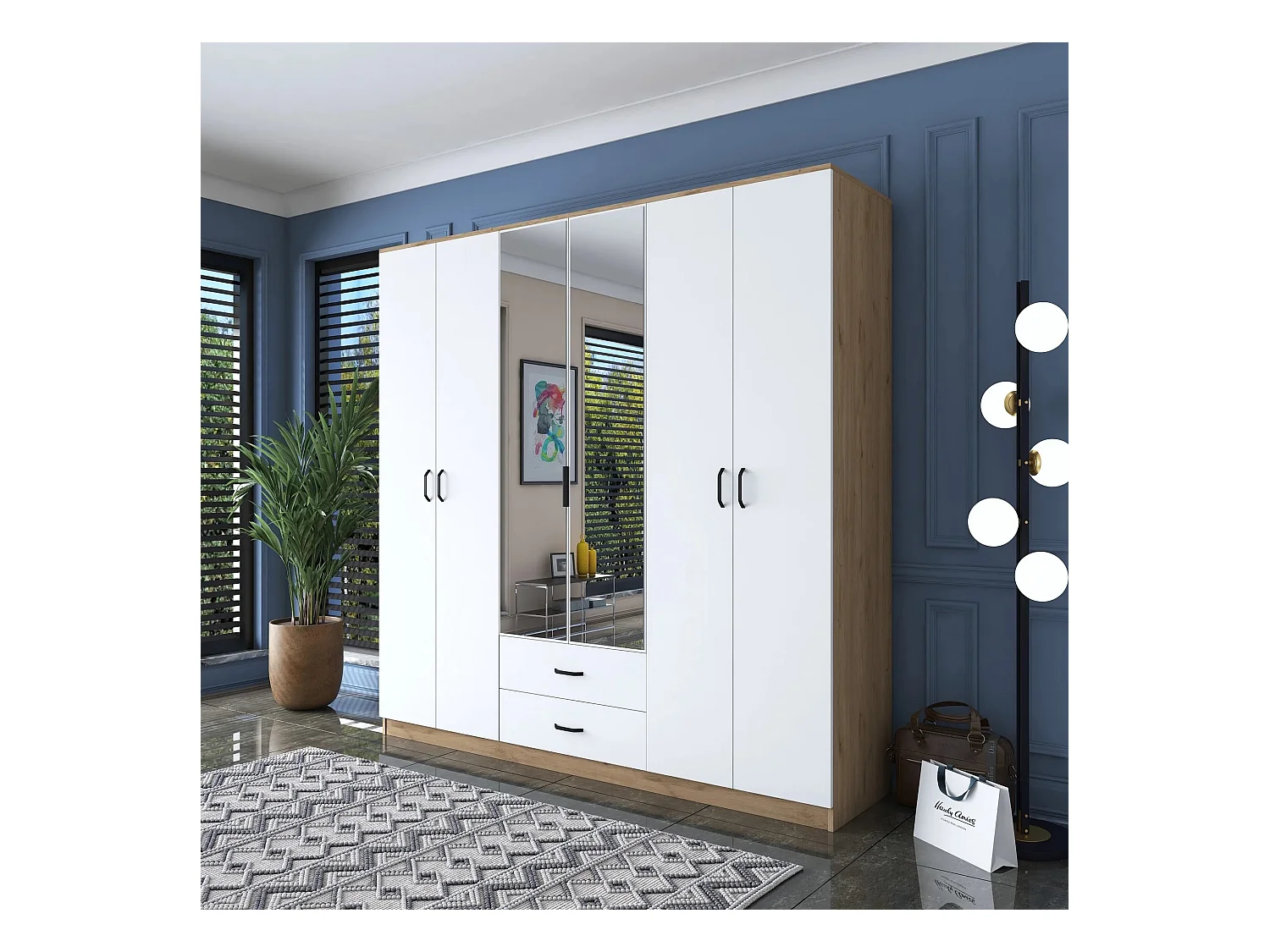 Armario BA130 3049 color nogal Blanco 210x210x52 cm