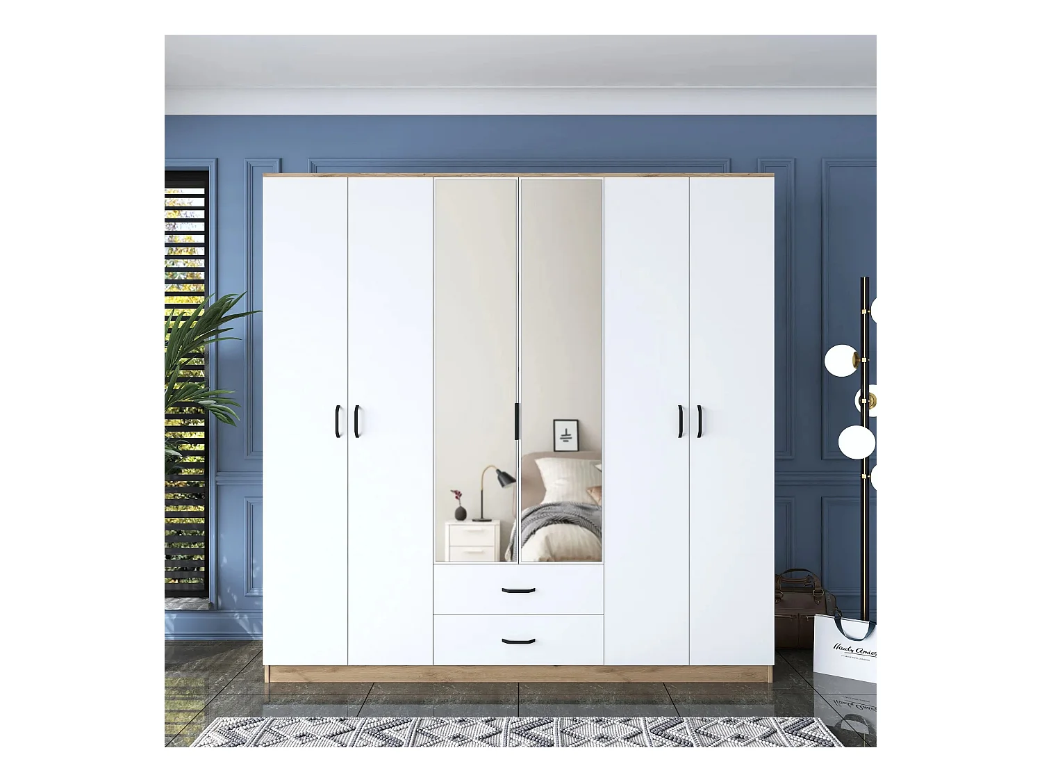 Armario BA130 3049 color nogal Blanco 210x210x52 cm