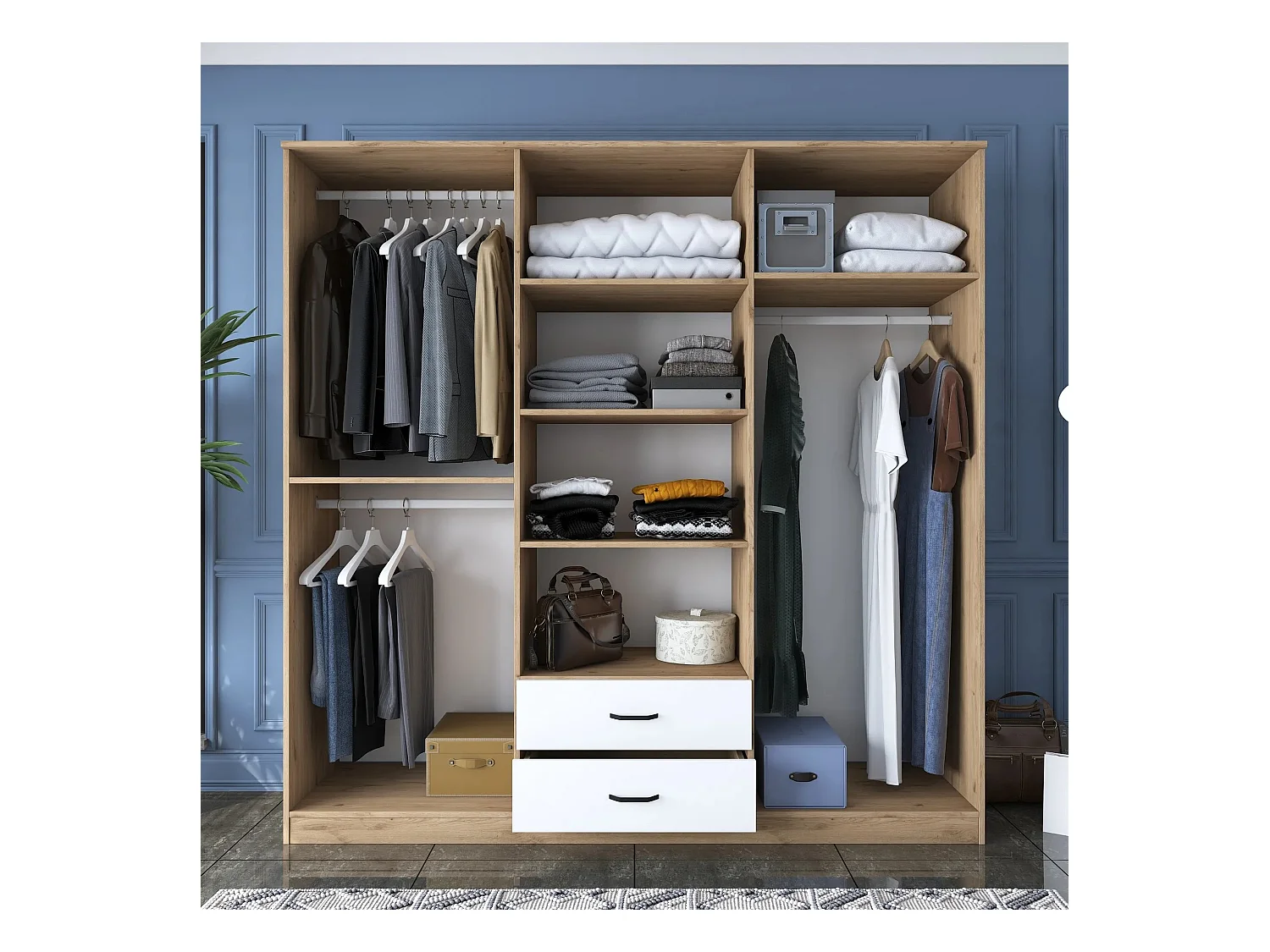 Armario BA130 3049 color nogal Blanco 210x210x52 cm