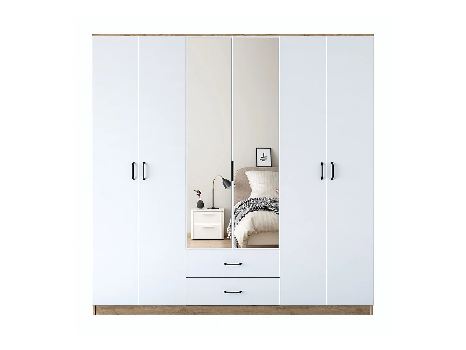 Armario BA130 3049 color nogal Blanco 210x210x52 cm