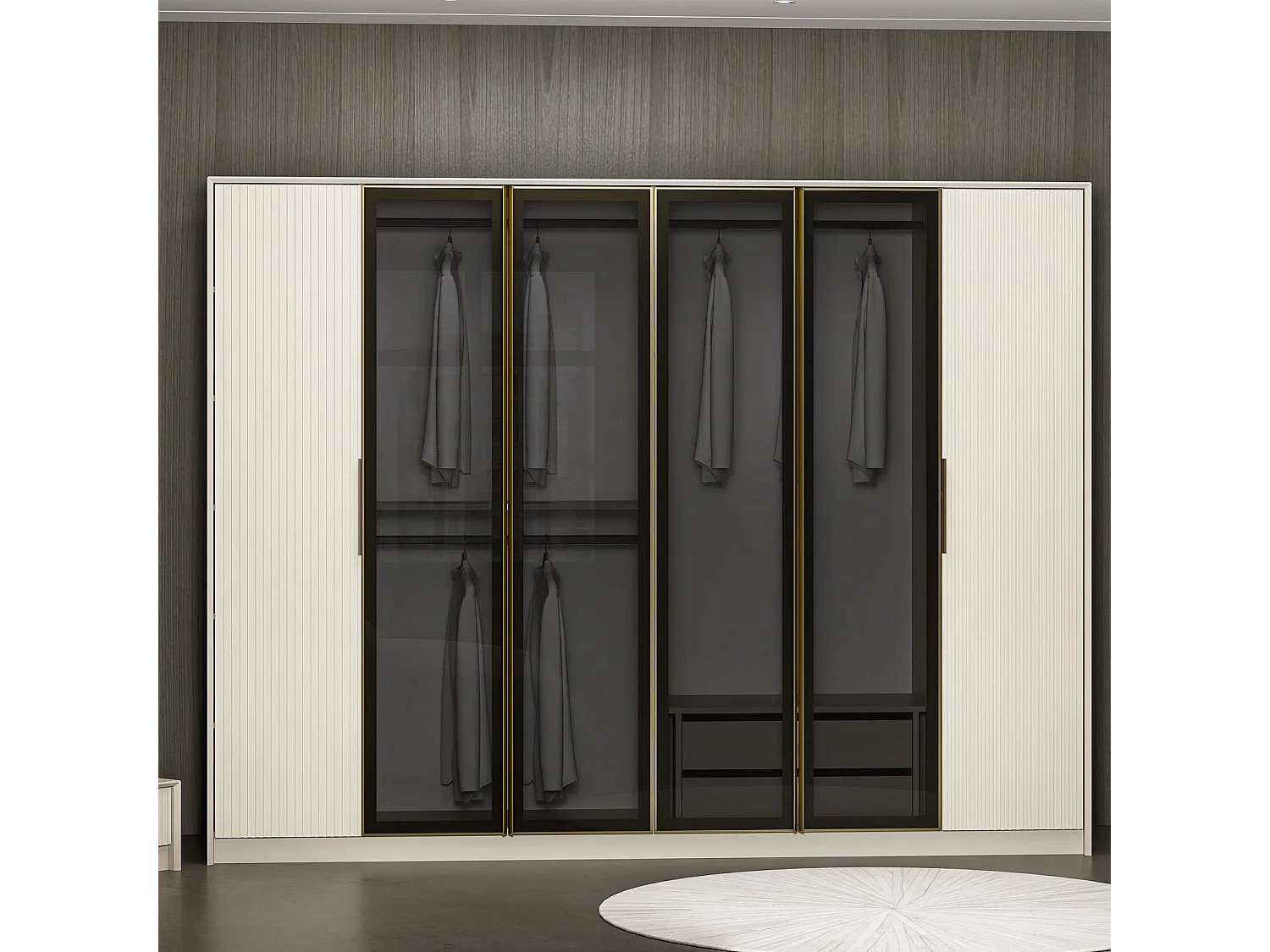 Armario Lux 7937 humo dorado blanco 270x210x52 cm