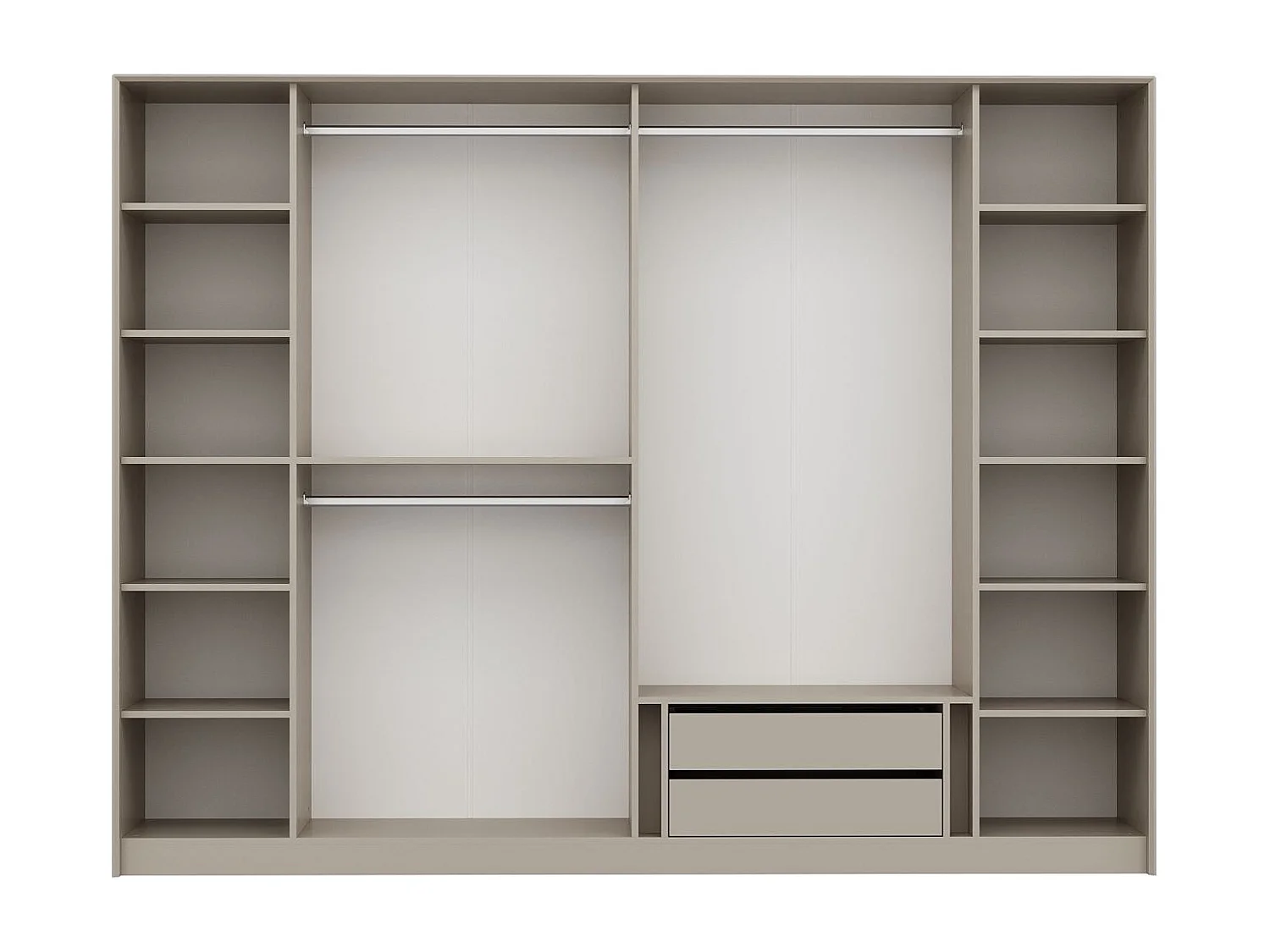 Armoire 2 portes et 4 portes vitrées Eurybie L274xH210cm Blanc crème avec finition doré