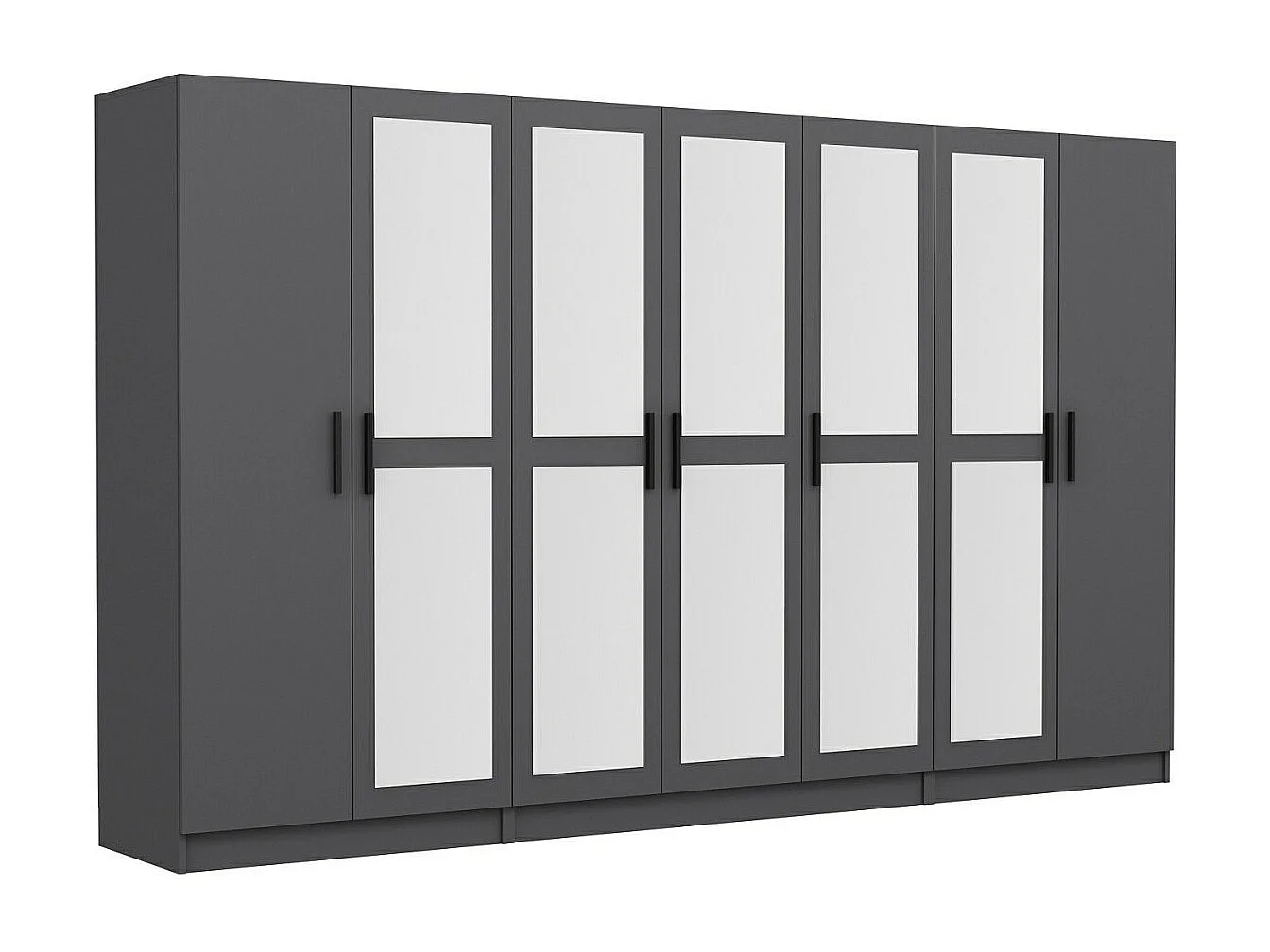 Armoires 7 portes et 10 miroirs Sanur L315xH190cm Anthracite