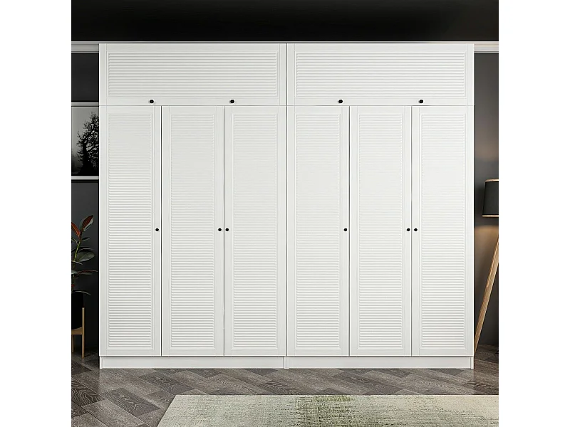 Armoire haute 8 portes Kuta L270xH255cm Bois Blanc