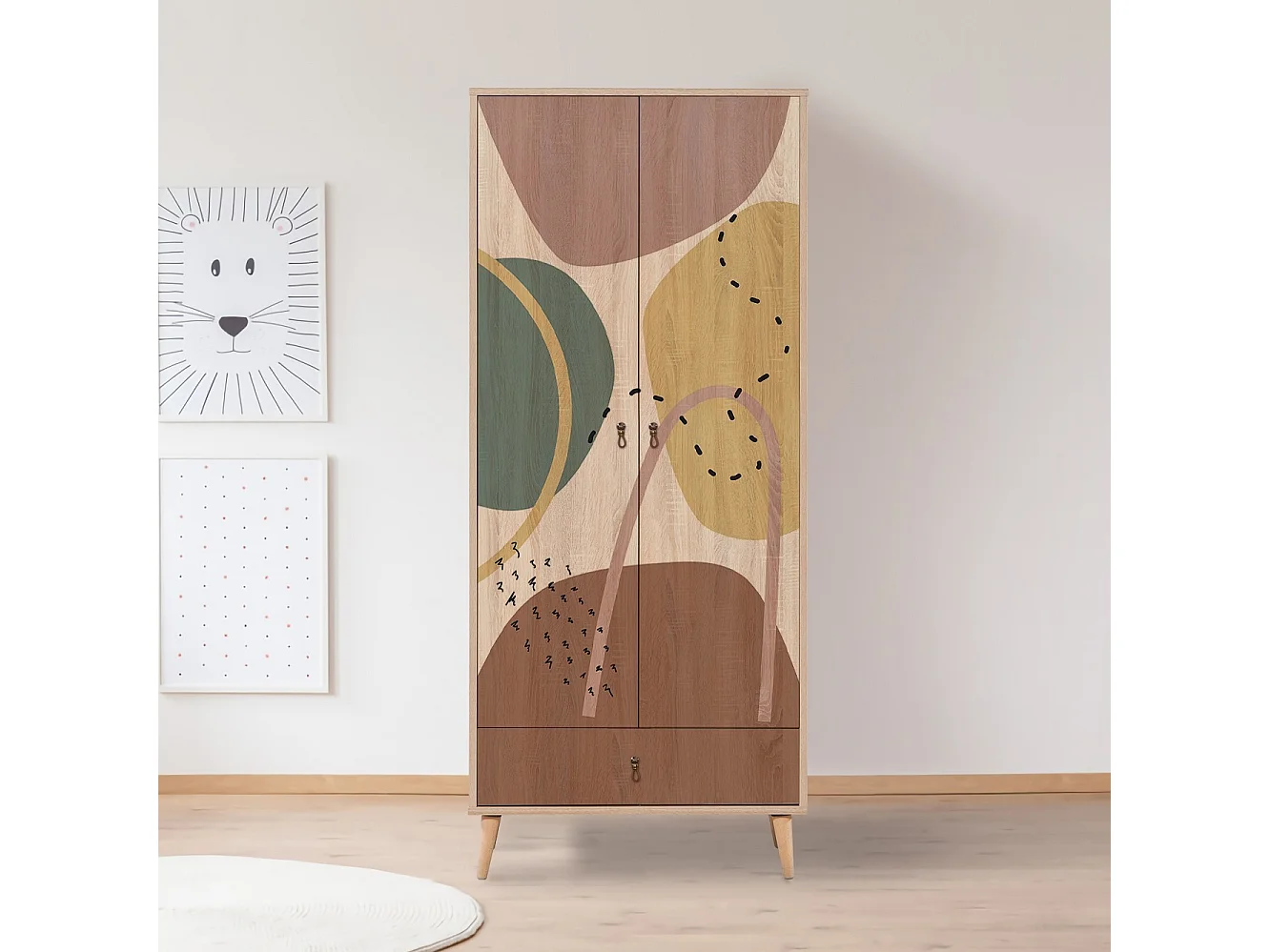 Roupeiro Guarda-Roupa Moderno "Nova" - 80x190x45 cm com Prateleiras e Design Hippie