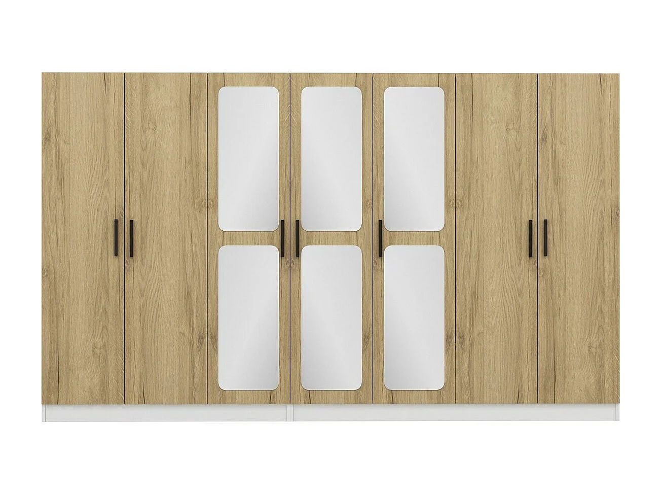 Guardaroba Kailua L268, Noce|Bianco, 210x315x52cm, Porte guardaroba: Con cerniere