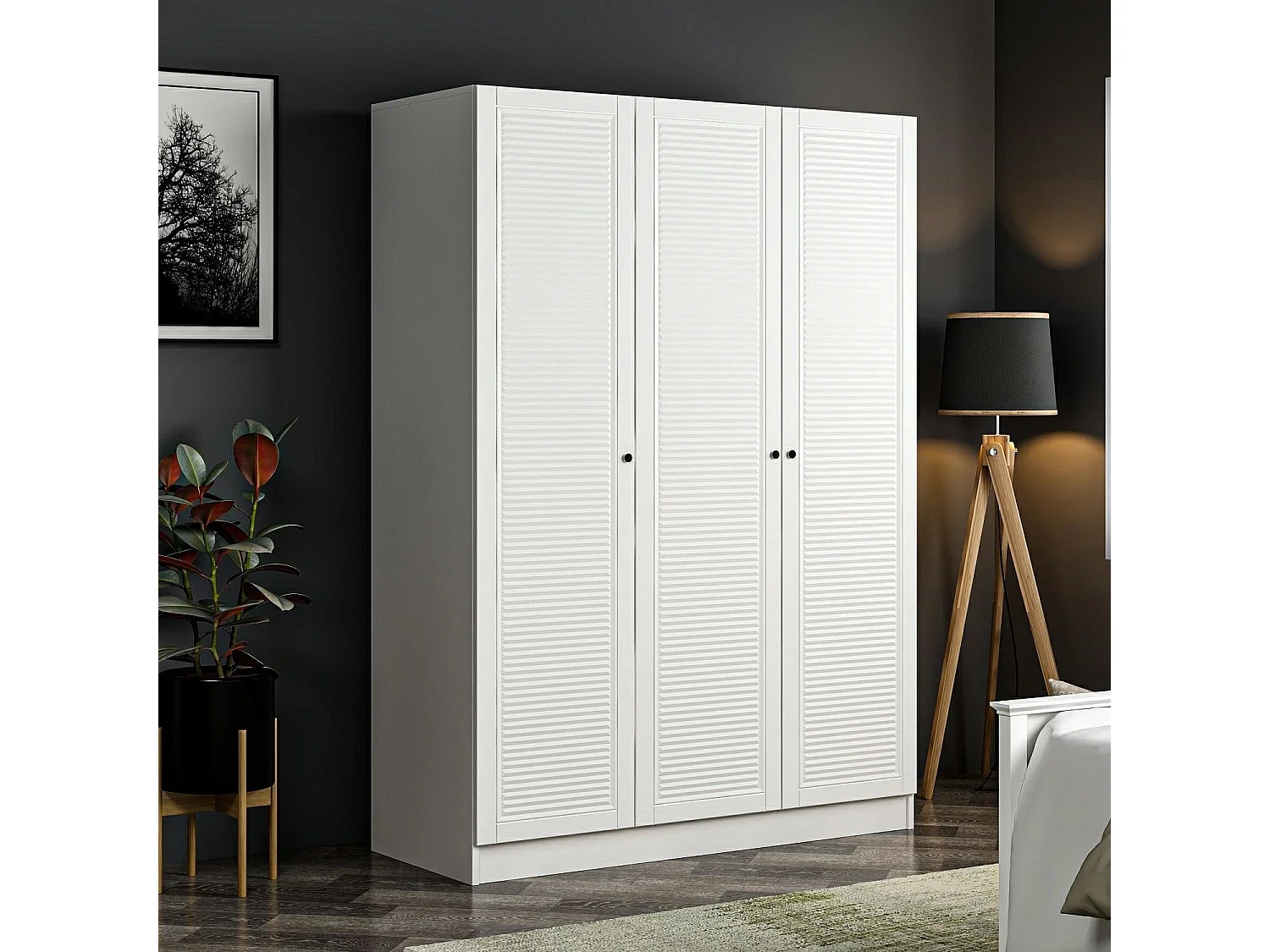 Armoire 6 portes Kuta L315xH210cm Bois Blanc