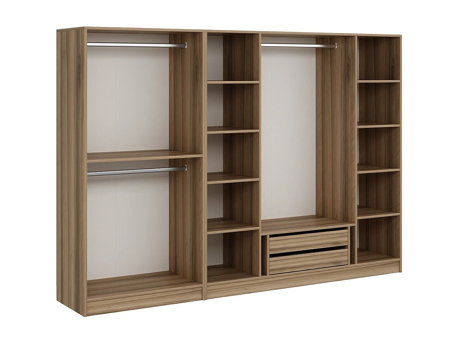 Armoire ouverte Antipax L270xH210cm 3 tringles et 2 tiroirs Bois clair