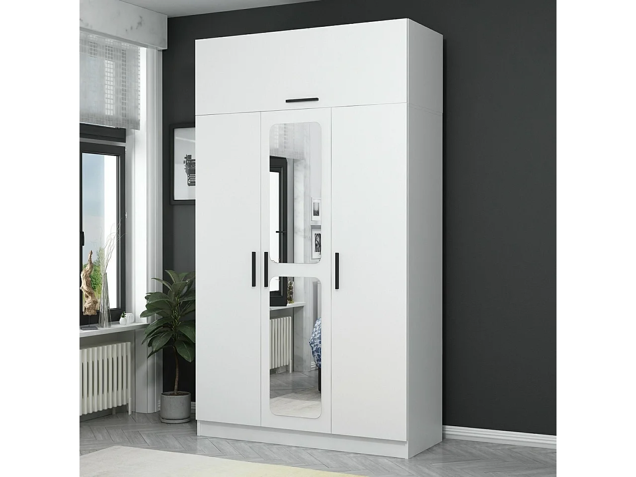 Armario Kale 3 Kapak Aynalı 235 blanco 135x235x52 cm