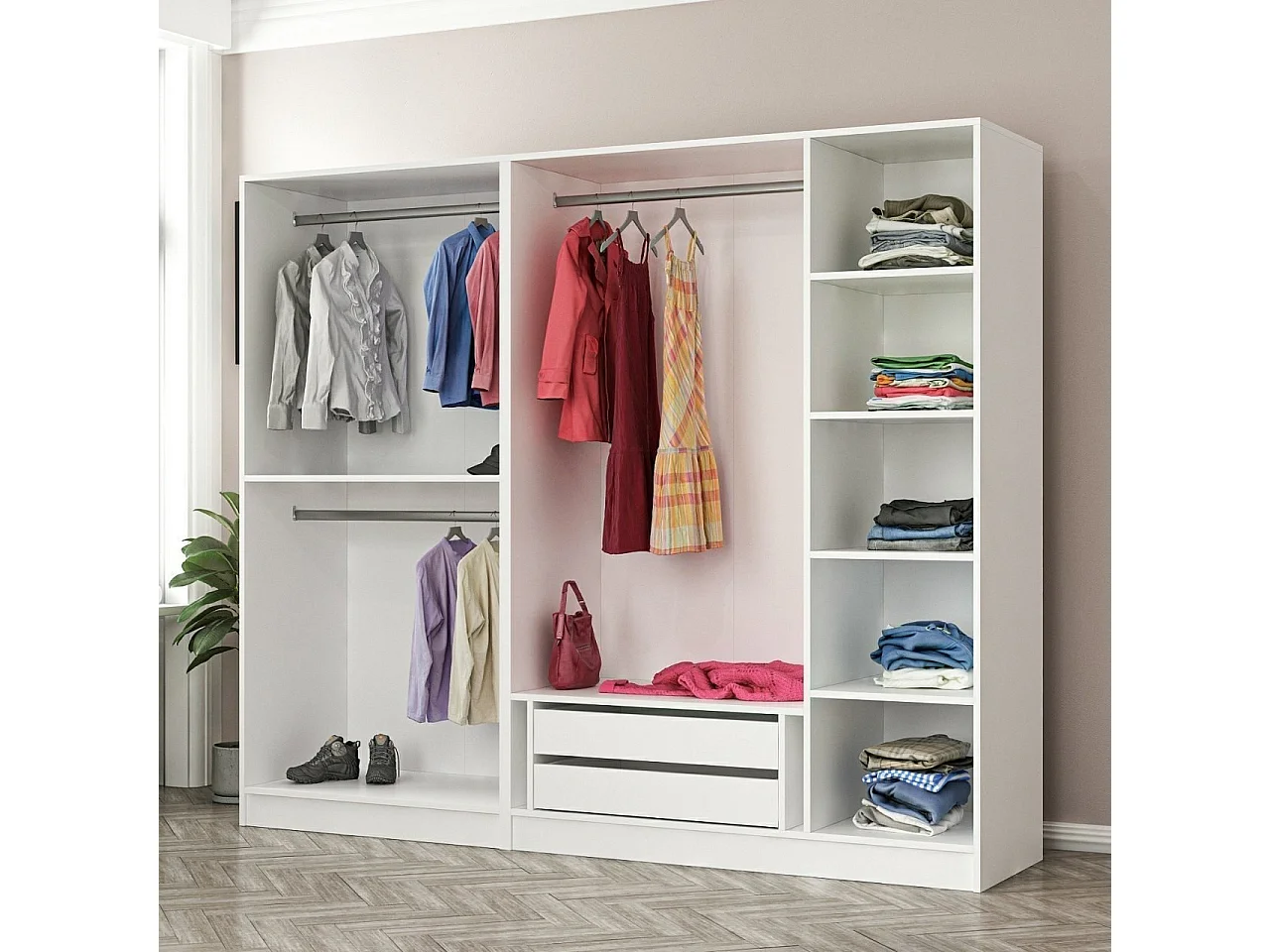 Armario Kale-2438 blanco 225x190x52 cm