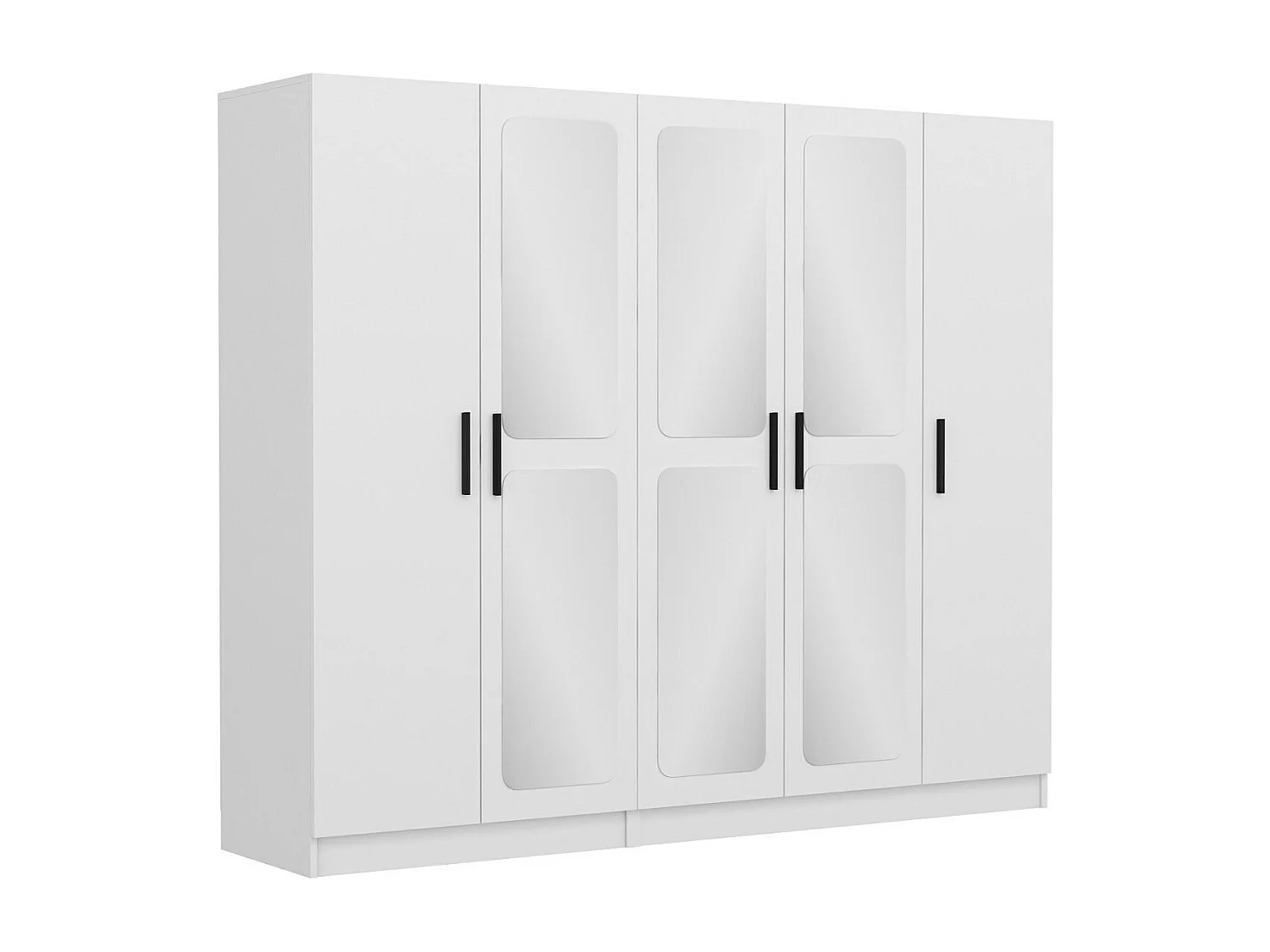 Armoire 5 portes et 6 miroirs Bangka L225xH190cm Blanc