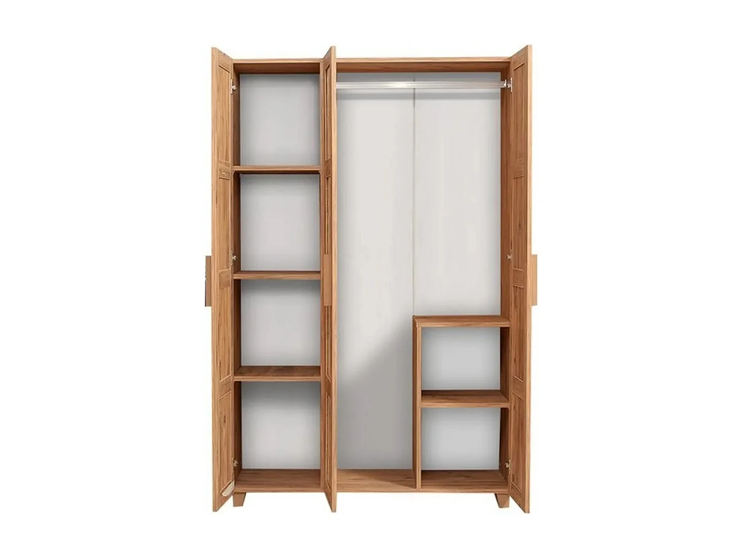 Armoire 3 portes Perth L120cm Bois clair Motif Géométrique nuance de Marron