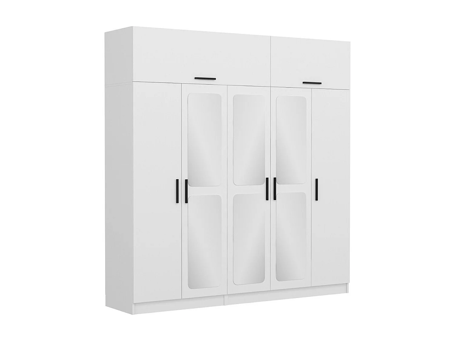 Armoire 7 portes et 6 miroirs Sanur L225xH235cm Blanc