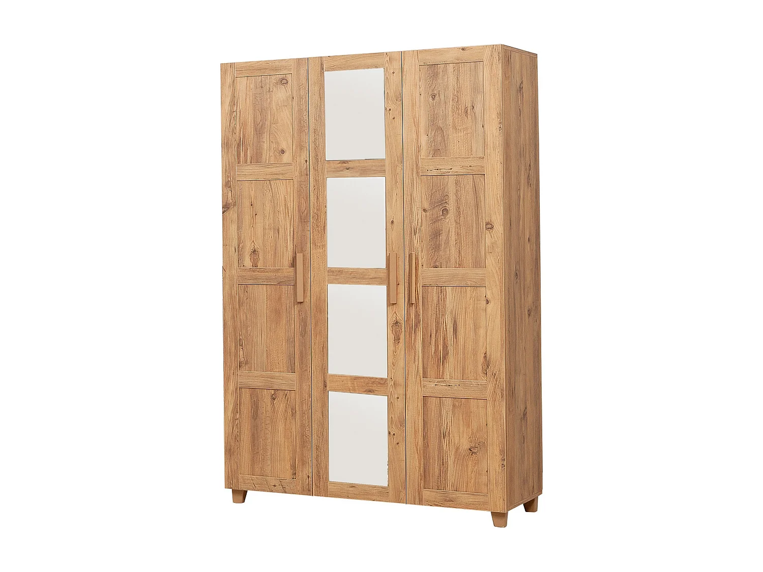 Armoire 3 portes avec miroirs Thoris L120cm Pin
