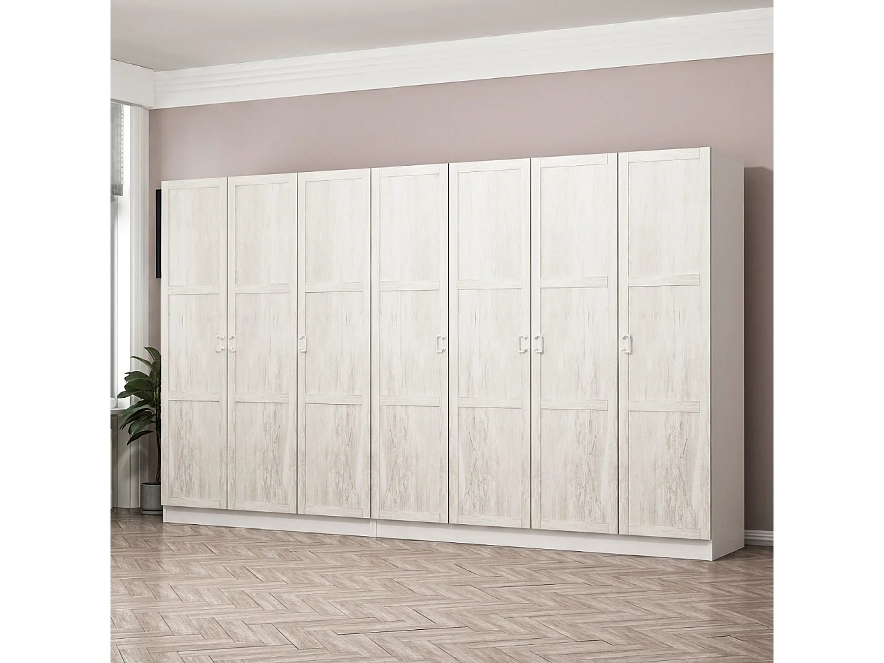 Armoire 7 portes Parai L315xH190cm Blanc