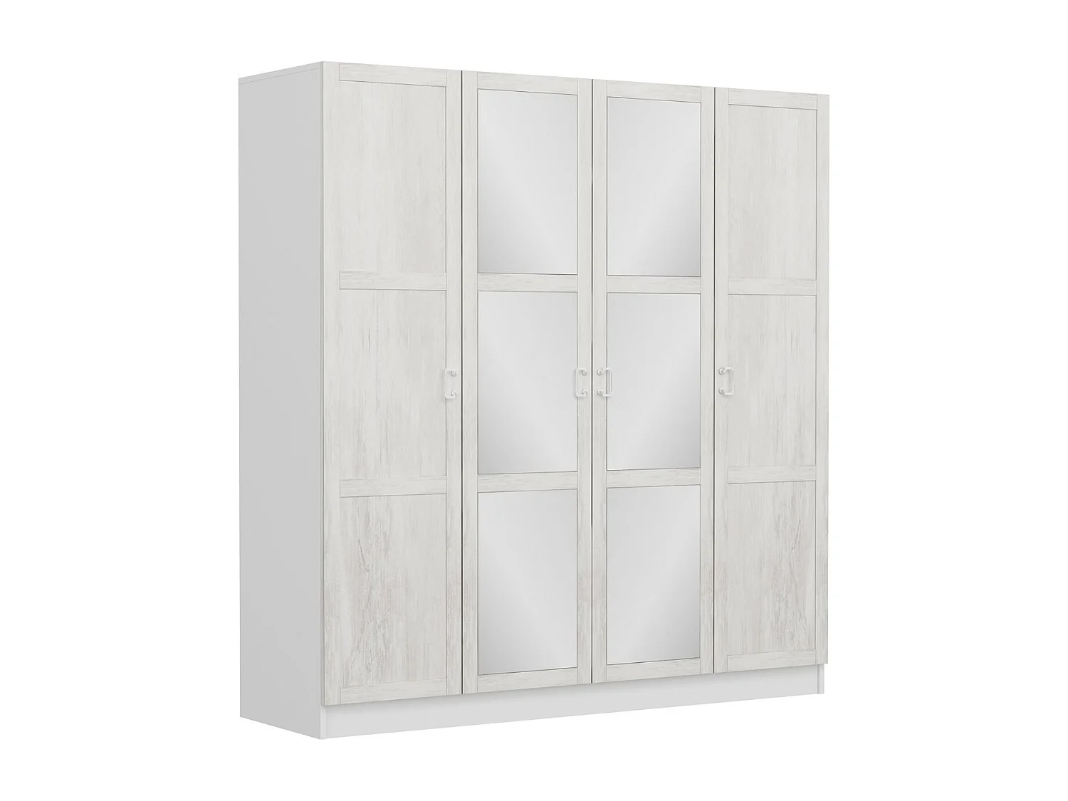 Armoire 4 portes et 6 miroirs Parai L180xH210cm Blanc