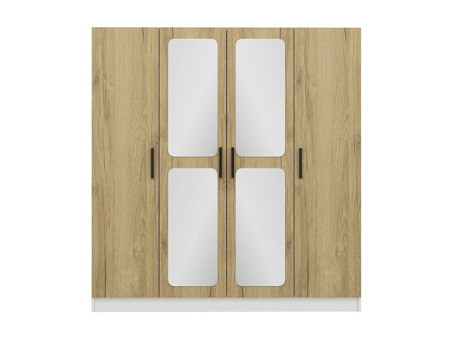 Armoire 7 portes et 6 miroirs Bangka L180xH210cm Bois clair et Blanc