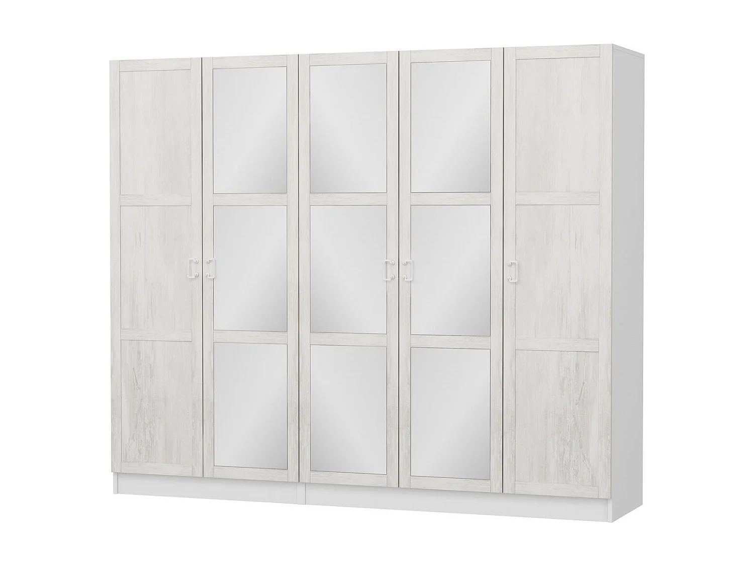 Armoire 5 portes et 9 miroirs modèle 1 Parai L225xH210cm Blanc