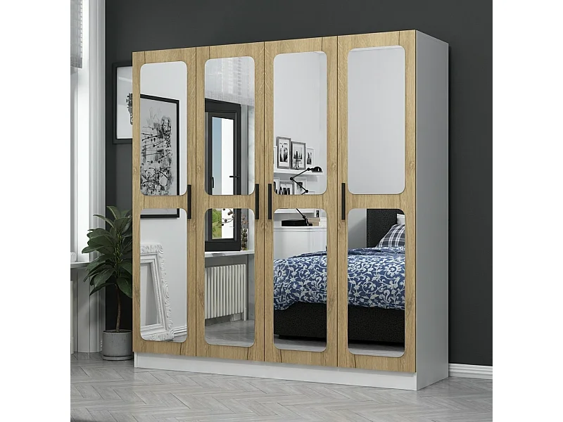 Armario Kale-3869 blanco color nogal 180x210x52 cm