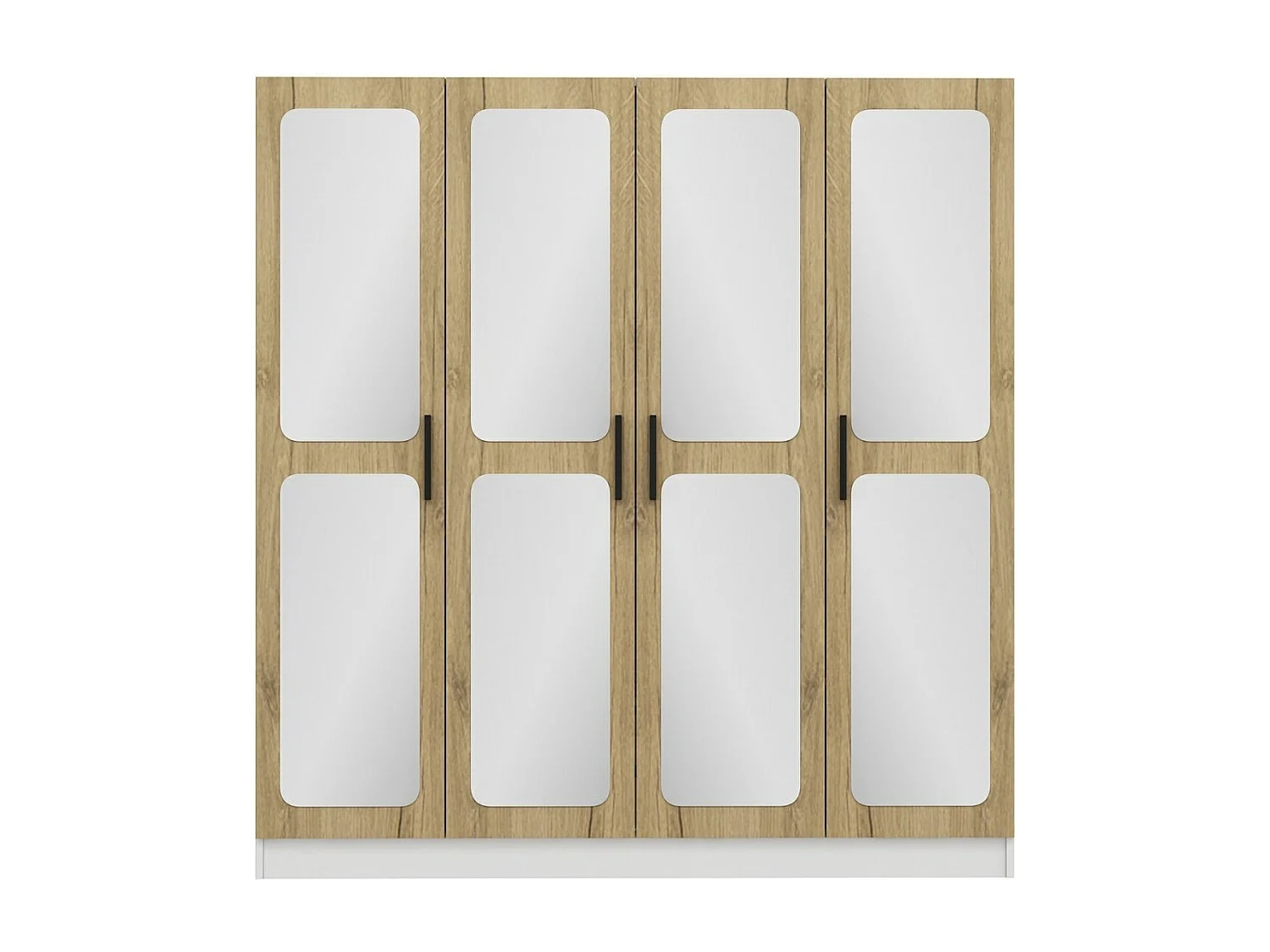 Armoires 4 portes et 8 miroirs Bangka L180xH210cm Bois clair et Blanc