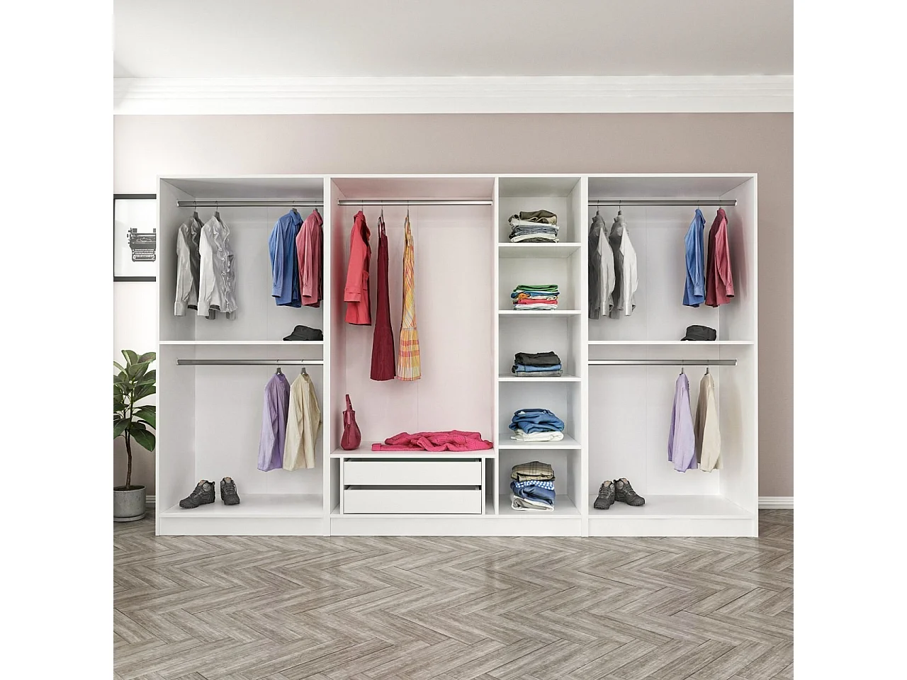 Armario Kale Country-2465 blanco 315x190x52 cm