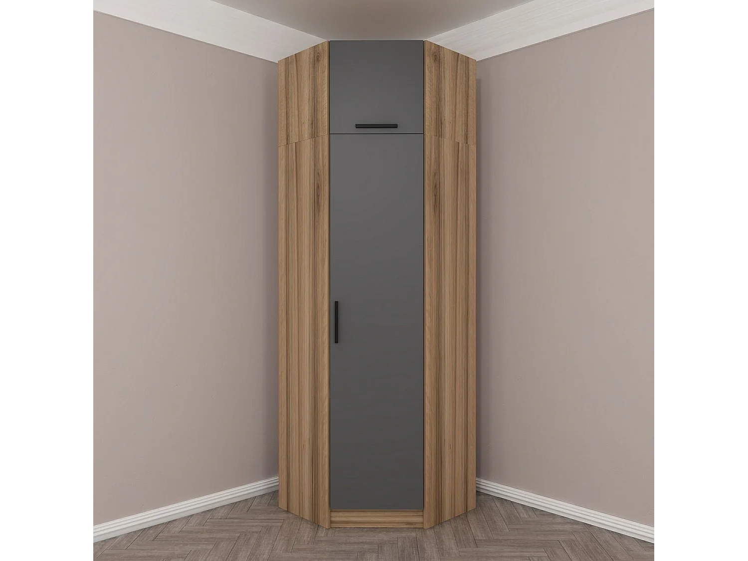 Armario Kale-2303 color roble antracita 74x235x52 cm