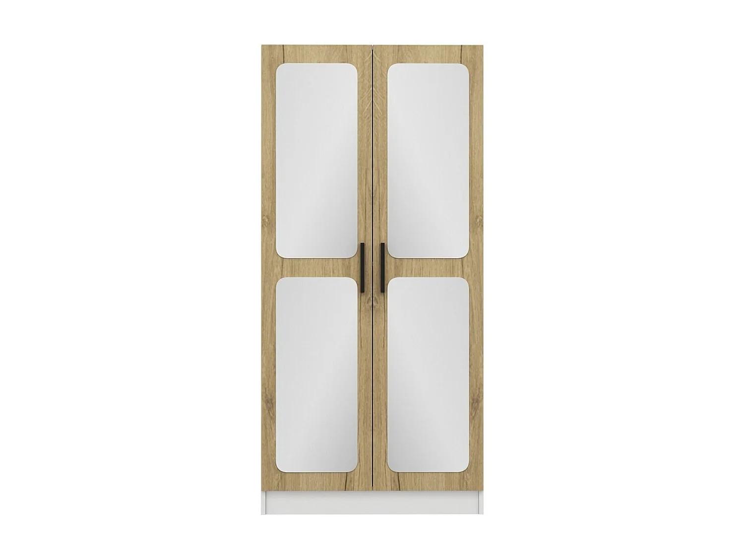 Armoires 2 portes et 4 miroirs Bangko L90xH190cm Bois clair et Blanc