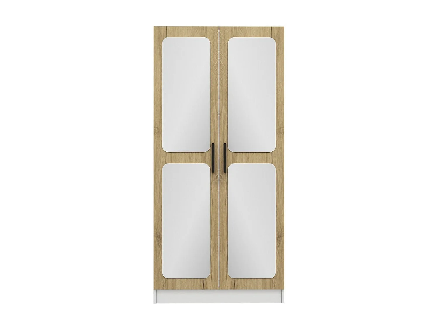 Armoires 2 portes et 4 miroirs Bangko L90xH190cm Bois clair et Blanc
