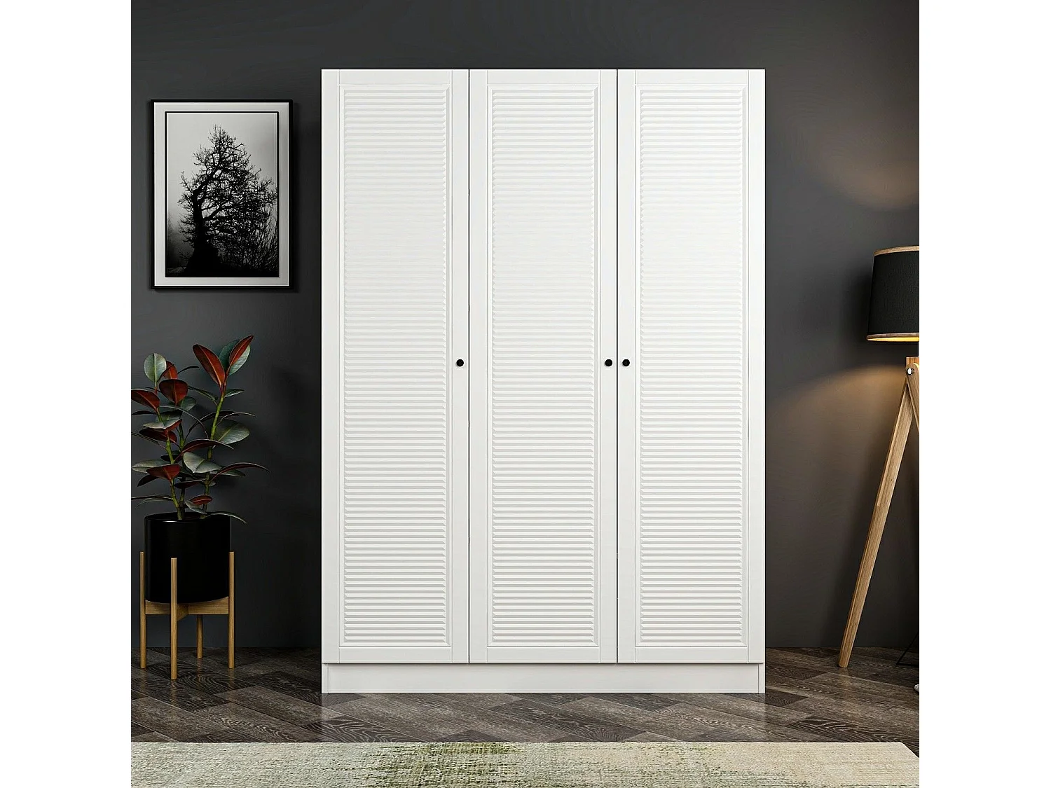 Guardaroba Kailua R110, Bianco, 190x135x52cm, Porte guardaroba: Con cerniere