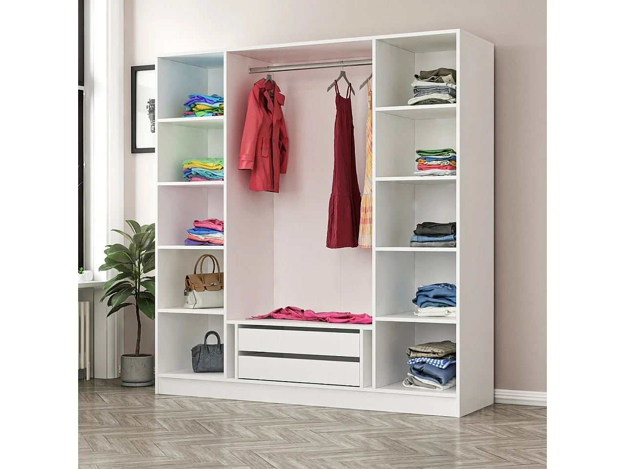 Armario Kale Country-3831 blanco 180x210x52 cm