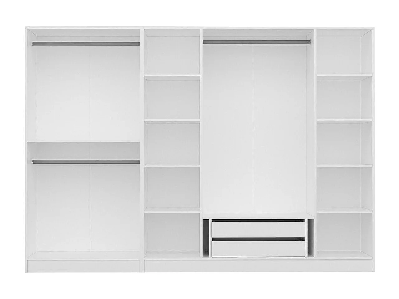 Armoire ouverte Antipax L270xH210cm 3 tringles et 2 tiroirs Blanc