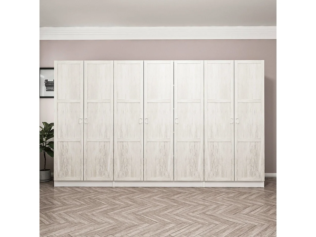 Armoire 7 portes modèle 2 Parai L315xH190cm Blanc
