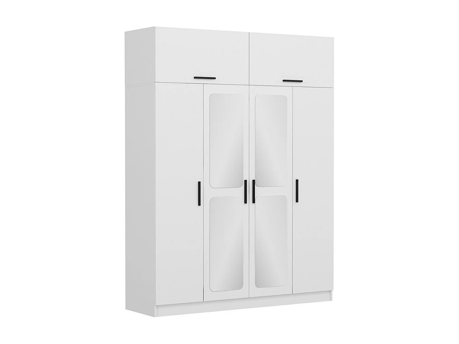 Armoire 6 portes et 4 miroirs Sanur L180xH235cm Blanc