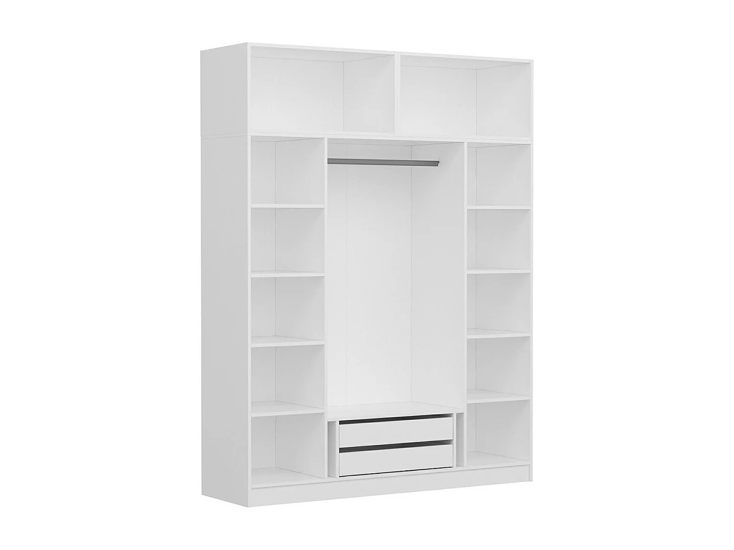 Armoire 6 portes et 4 miroirs Sanur L180xH235cm Blanc