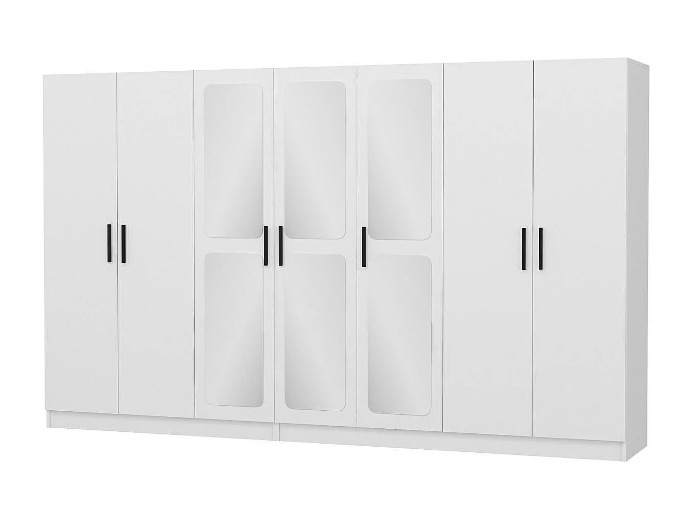 Armoire 7 portes et 6 miroirs Bangka L315xH190cm Blanc