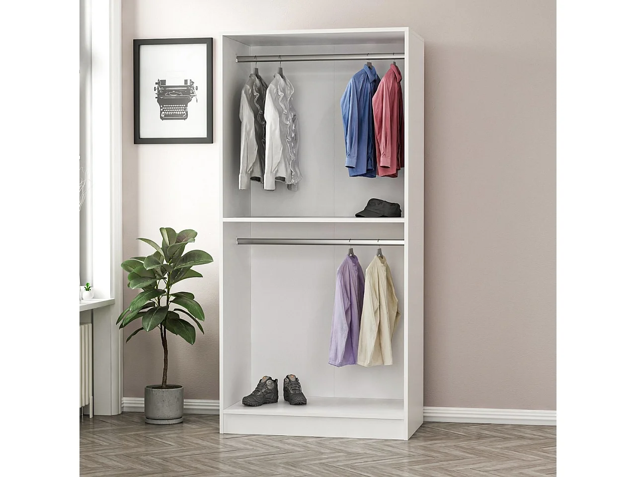 Armoire 2 portes et 6 miroirs Parai L90xH210cm Blanc