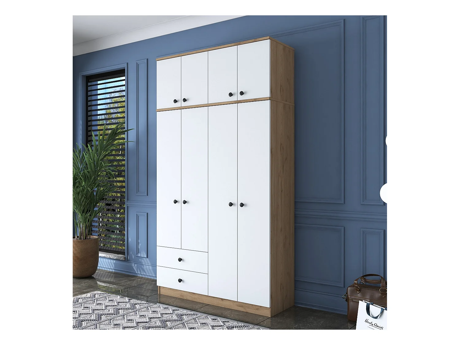 Armario BA121-2696 blanco color nogal 120x216.8x42.5 cm