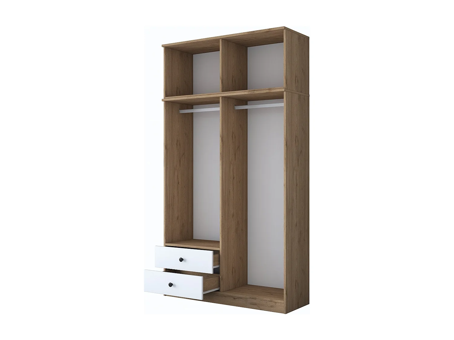 Roupeiro Elegante "Freyr" - 120x216.8x42.5cm em Nogueira e Branco