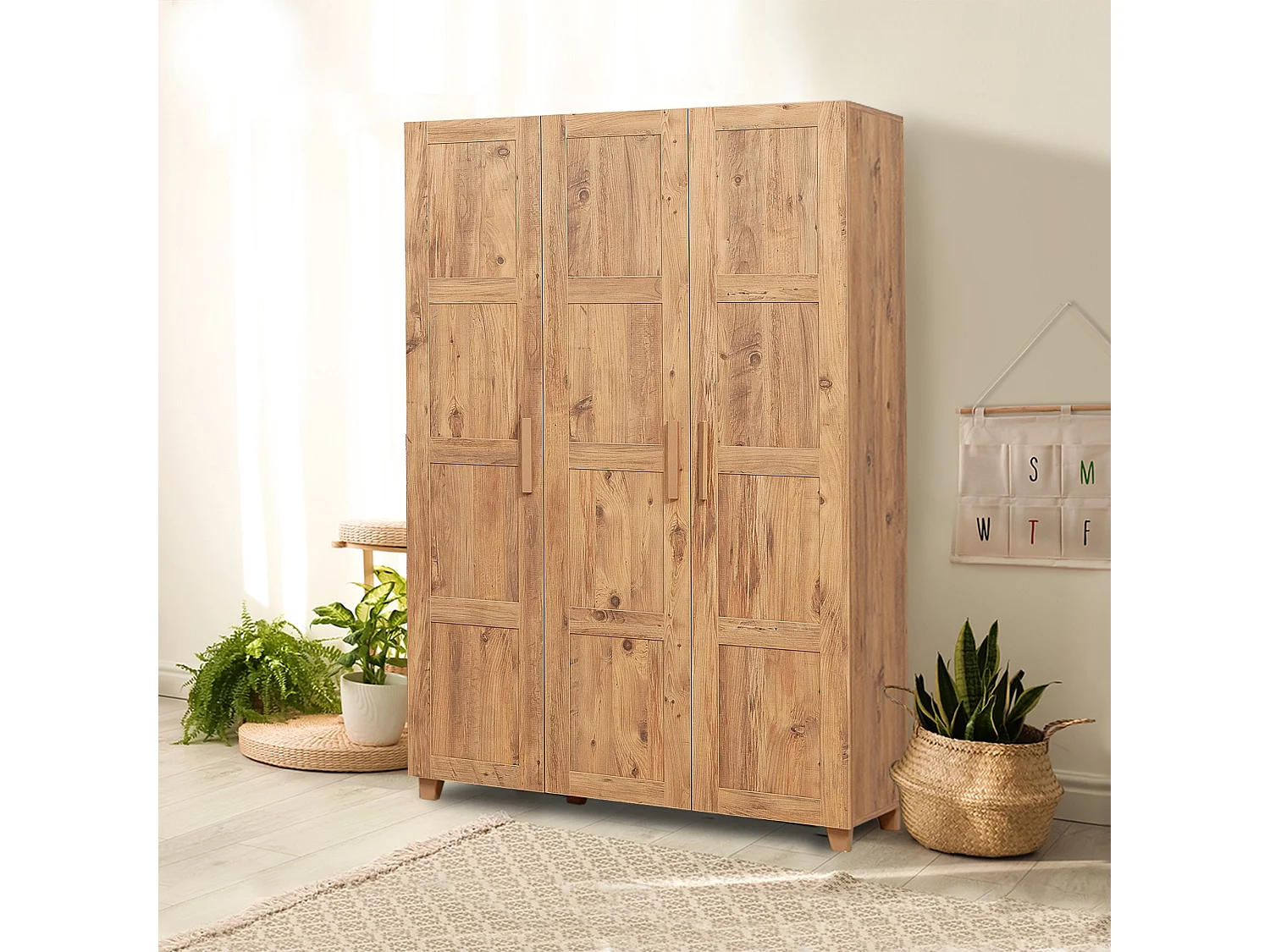 Armoire 3 portes Thoris L120cm Bois clair