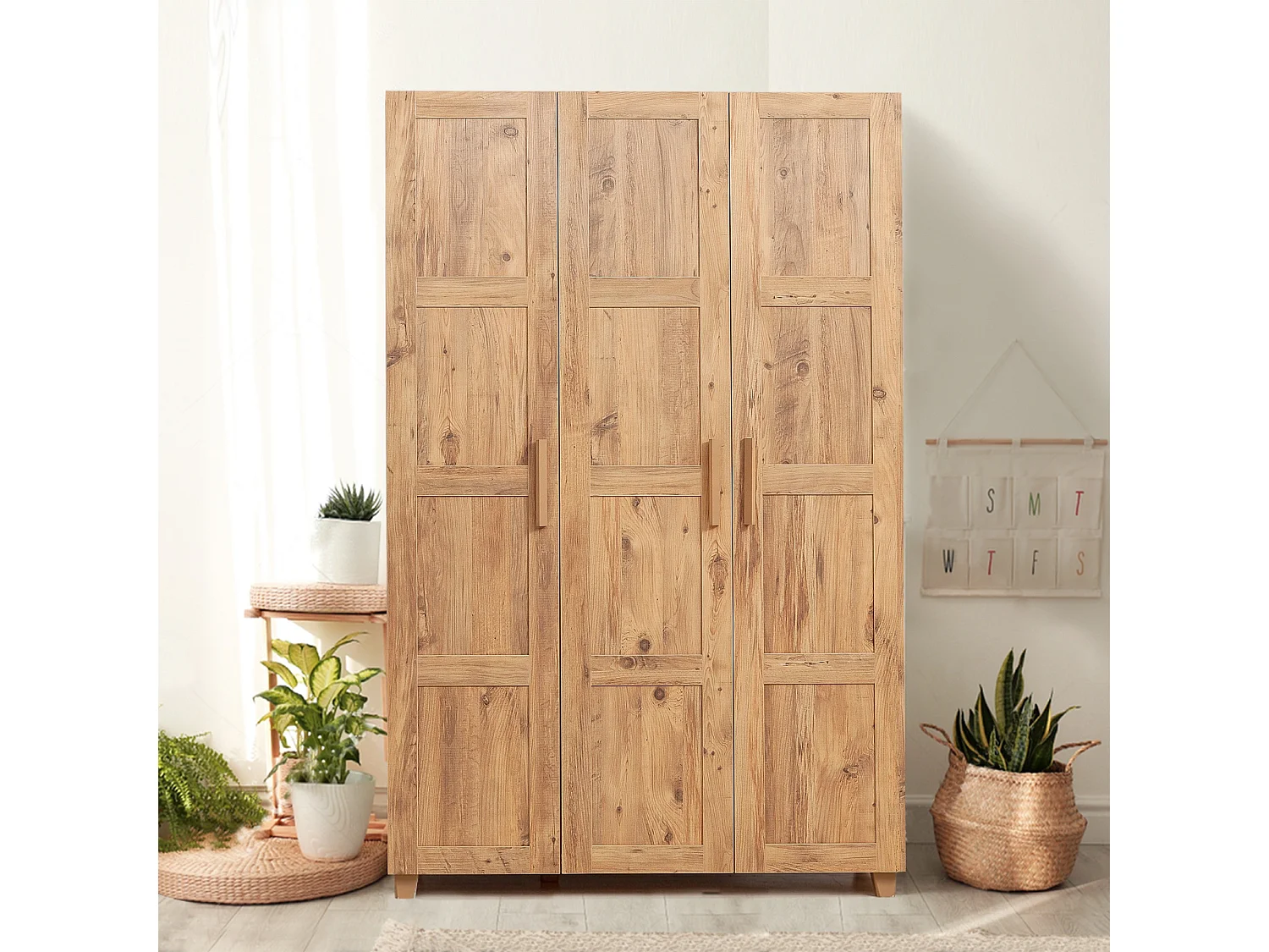 Armoire 3 portes Thoris L120cm Bois clair