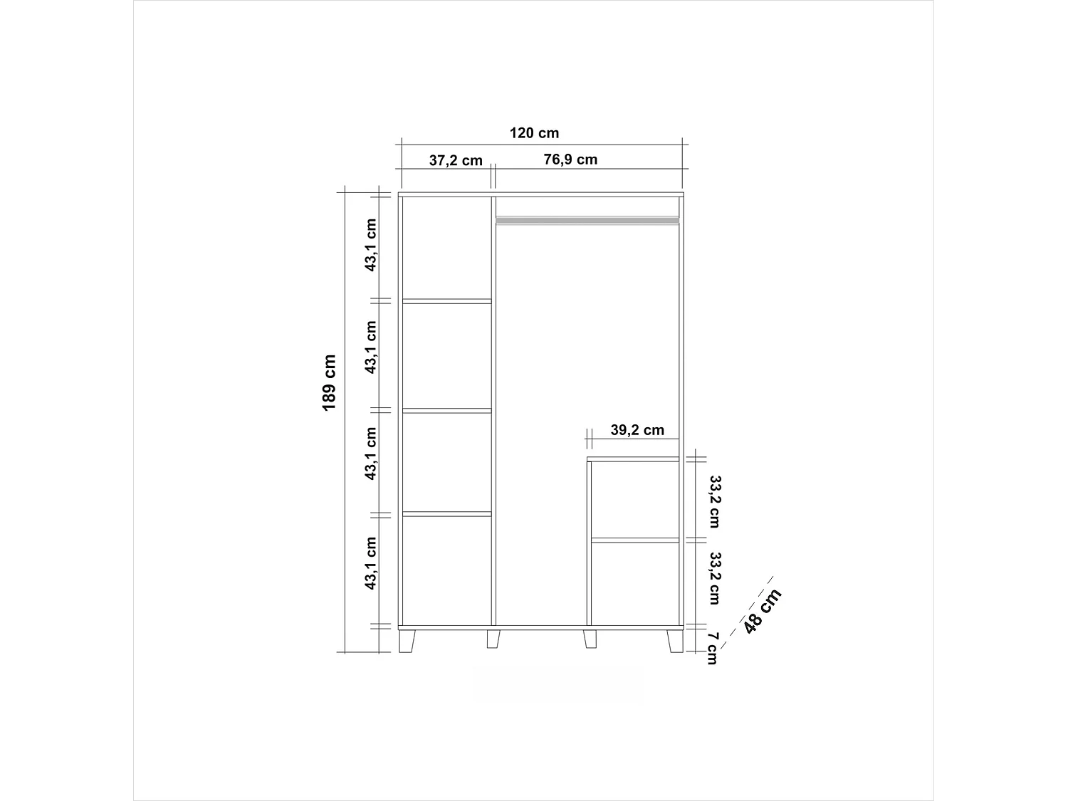 Armoire 3 portes Thoris L120cm Bois clair