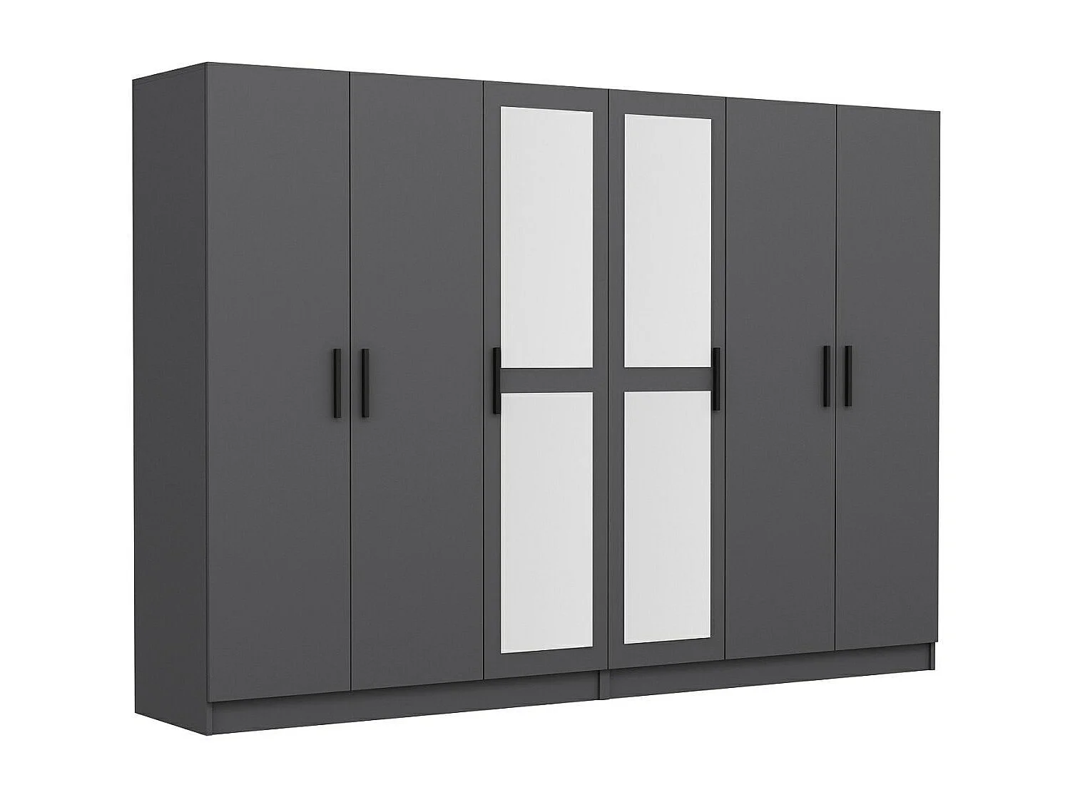 Armoires 6 portes et 4 miroirs Sanur L270xH190cm Anthracite